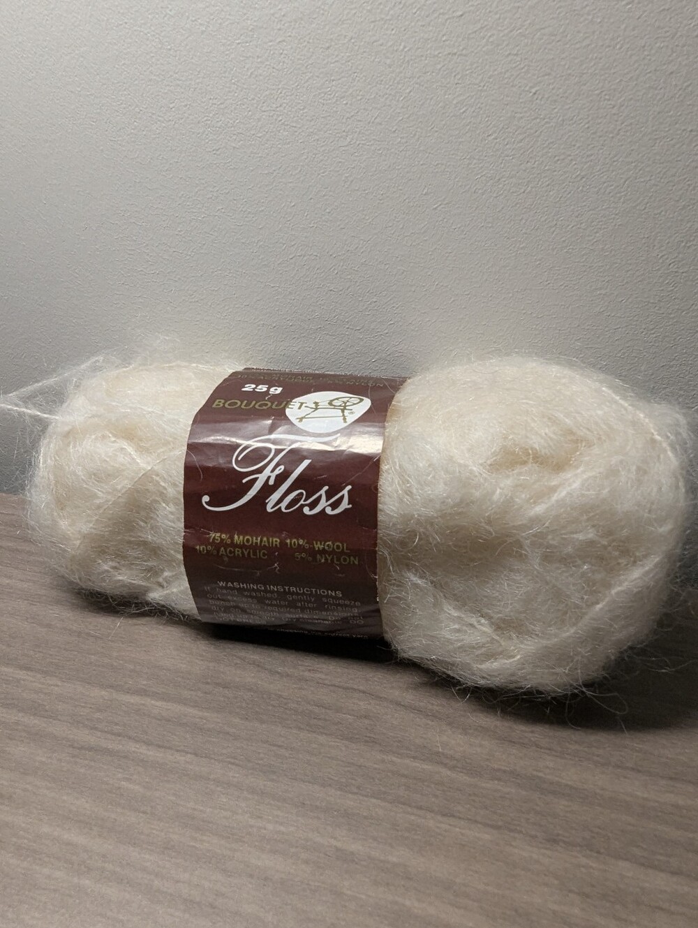 Mohair Floss Yarn By Spinrite Vintage Ivory Mohair Yarn  1 skien  25g